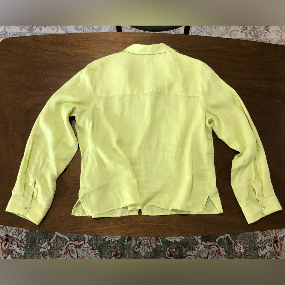 Rachel Zoe Green Linen Button Down Shirt - Picture 6 of 8